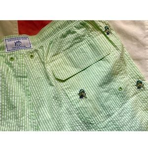 Southern Tide Mens M Green Seersucker Swim Trunks
